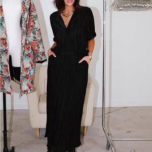 Dressed in LaLa Plisse Skirt Set in Black